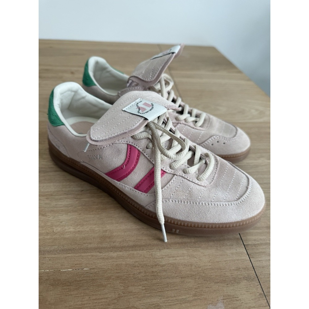 Coolway Silva Suede Sneakers Women's Size 9.5 Pink Green Gum Sole Casual Shoes